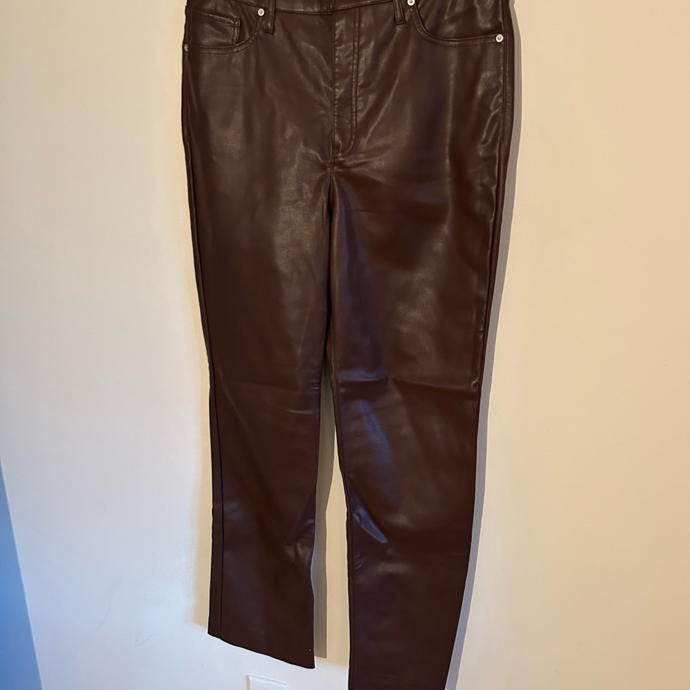 Women's wine vegan Leather Jeans in ladies 12